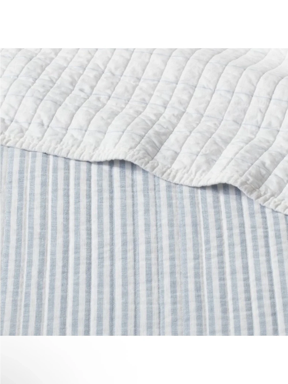 NWT Full/Queen Reversible Cotton Stripe Quilt Light Blue - Threshold